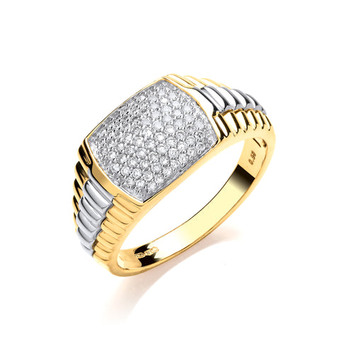 9ct Yellow Gold 0.50ct Fancy Link Gents Diamond Ring