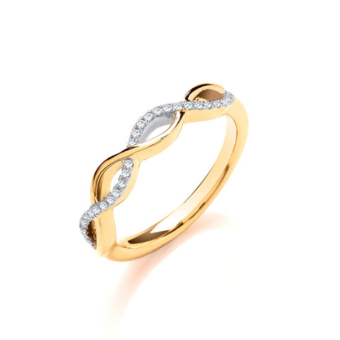 9ct Yellow Gold 0.10ctw Entwined Diamond Ring