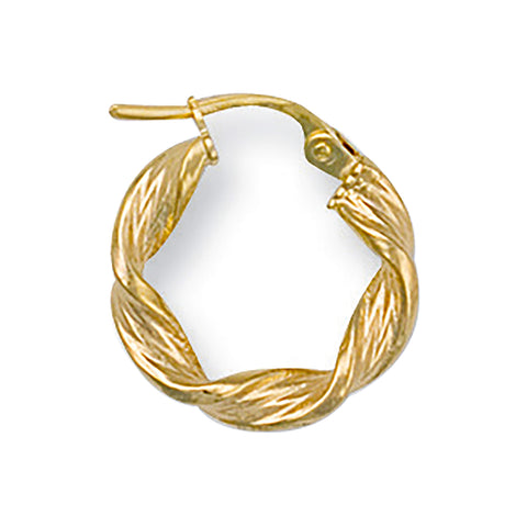 9ct Yellow Gold 17mm Twisted Hoop Earrings