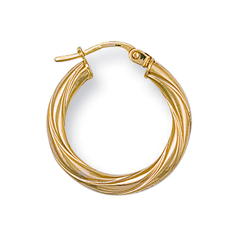 9ct Yellow Gold 21mm Twisted Hoop Earrings