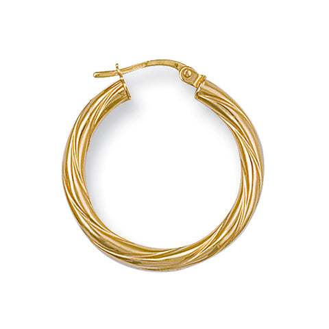 9ct Yellow Gold 26mm Twisted Hoop Earrings