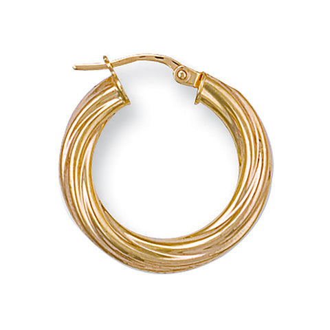 9ct Yellow Gold 22.8mm Twisted Hoop Earrings