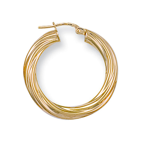 9ct Yellow Gold 27mm Twisted Hoop Earrings
