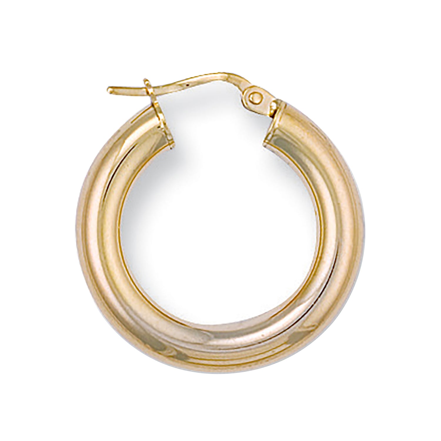 9ct Yellow Gold 24mm Round Tube Hoop Earrings
