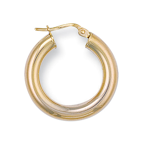 9ct Yellow Gold 23.5mm Round Tube Hoop Earrings