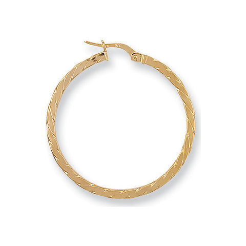 9ct Yellow Gold 33mm Twisted Hoop Earrings