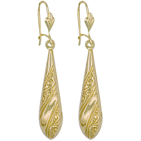 9ct Yellow Gold Patterned Drops