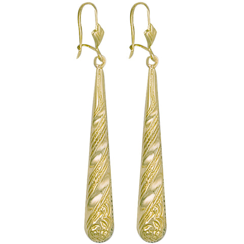 9ct Yellow Gold Patterned Drops