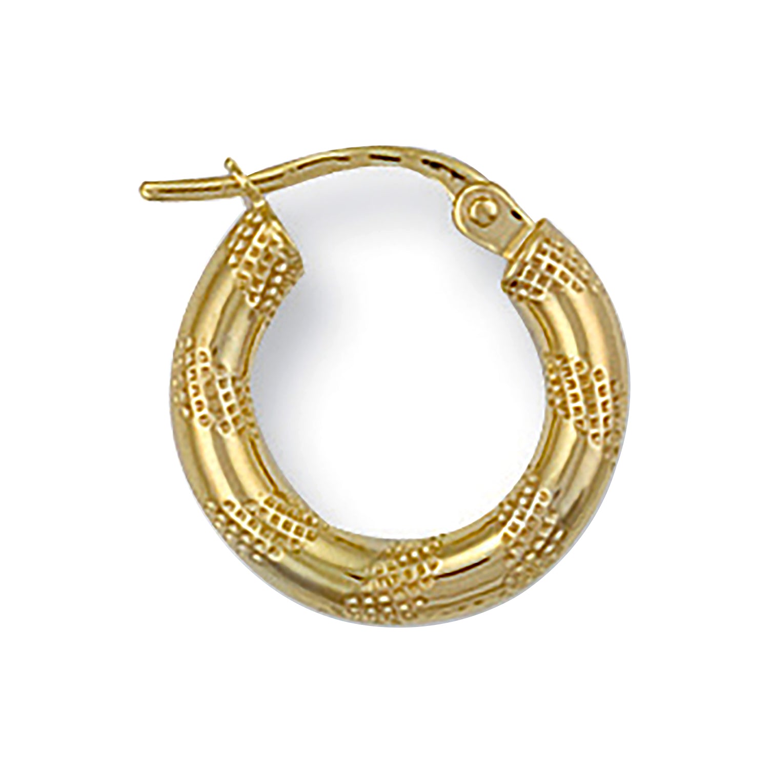 9ct Yellow Gold 16mm Frosted Tube Hoop Earrings