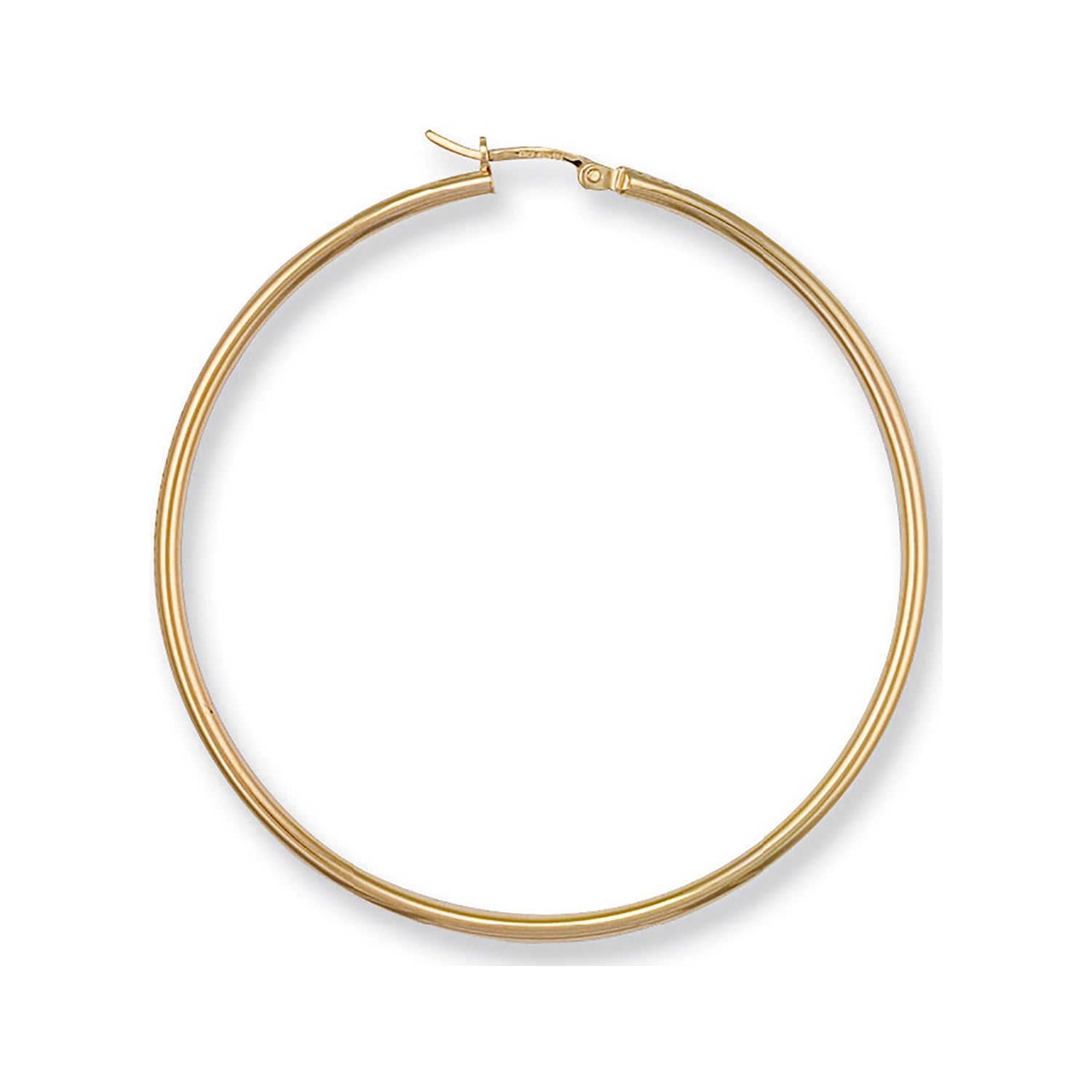 9ct Yellow Gold 50mm Round Tube Hoop Earrings