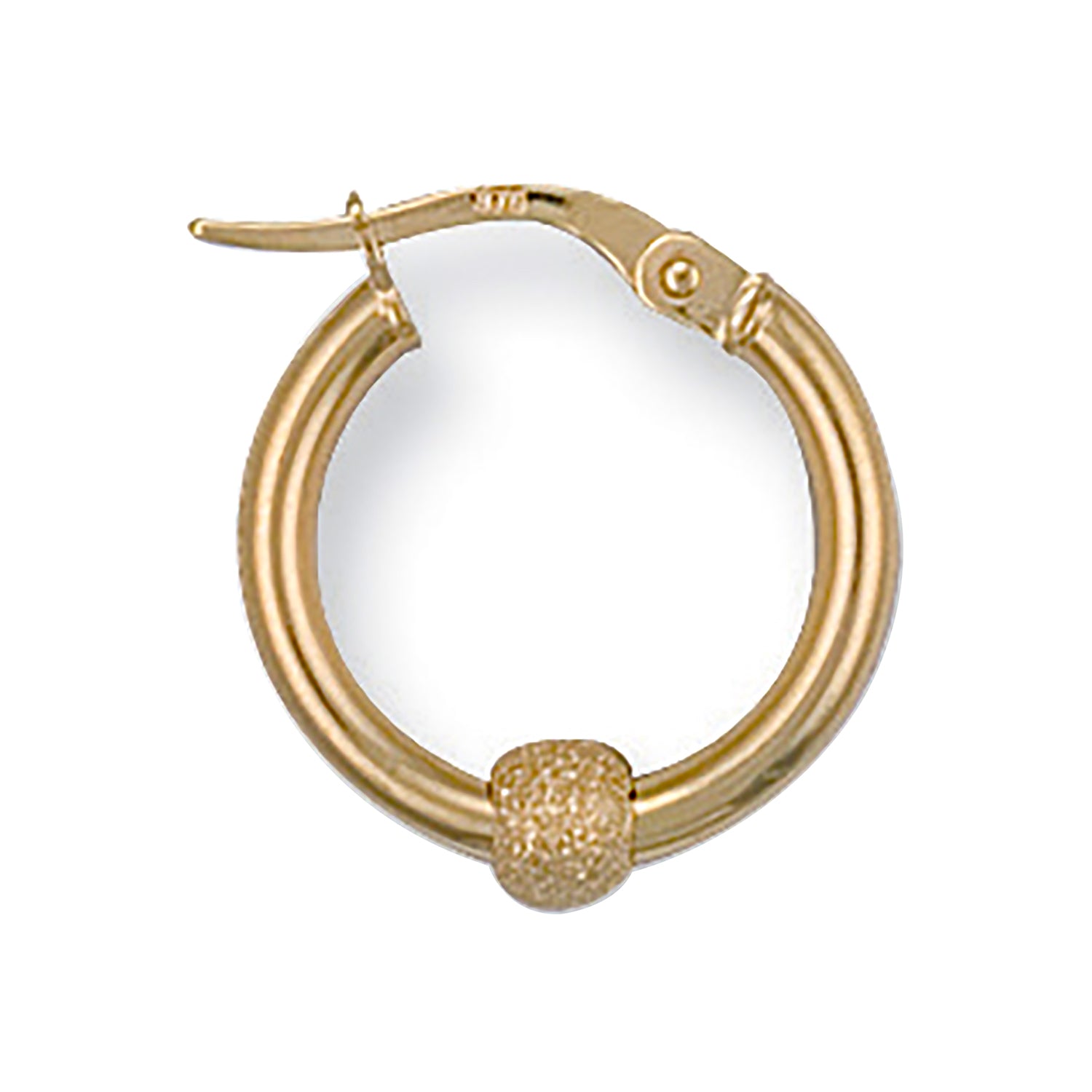 9ct Yellow Gold 17mm Glitter Ball Hoop Earrings