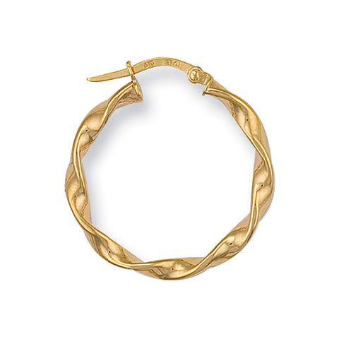 9ct Yellow Gold 25.5mm Twisted Hoop Earrings