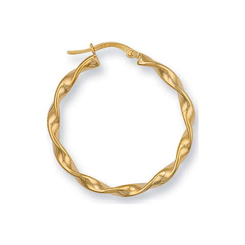9ct Yellow Gold 30.7mm Twisted Hoop Earrings