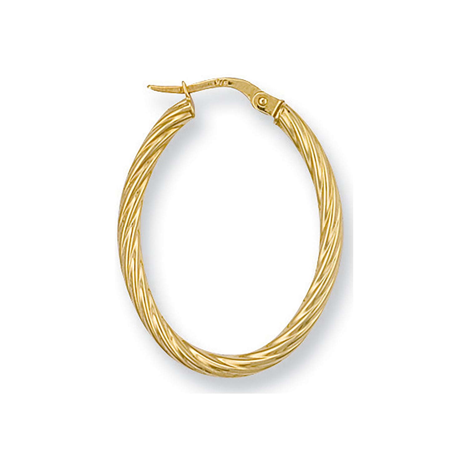 9ct Yellow Gold Twisted Oval Hoop Earrings
