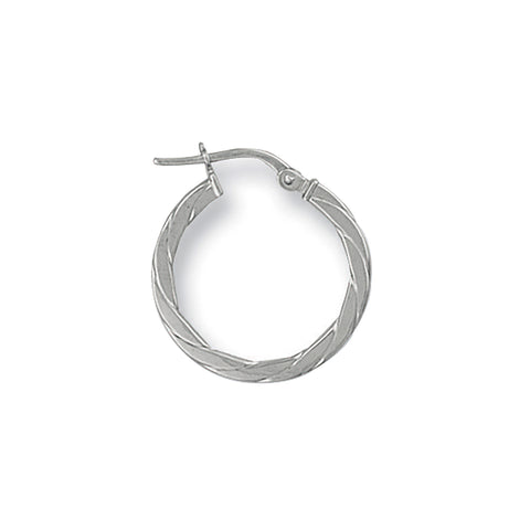 9ct White Gold 20mm Twisted Hoop Earrings