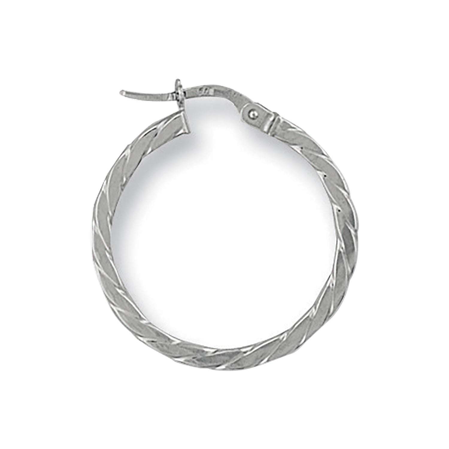 9ct White Gold 25mm Twisted Hoop Earrings