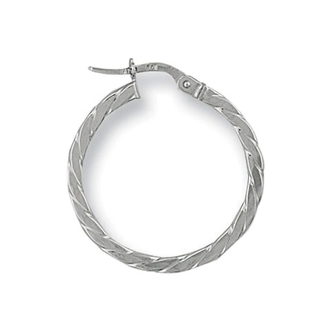 9ct White Gold 24.5mm Twisted Hoop Earrings