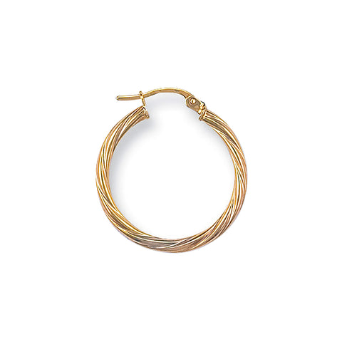 9ct Yellow Gold 23mm Twisted Hoop Earrings