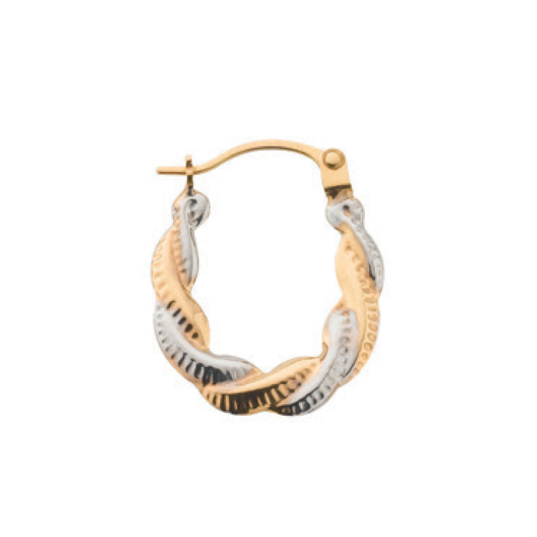 9ct Yellow & White Gold Fancy Twisted Creoles