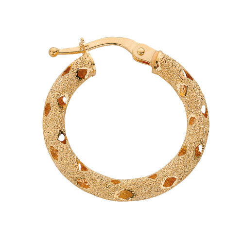 9ct Yellow Gold 23mm Frosted Hoop Earrings