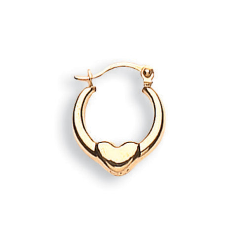 9ct Yellow Gold Heart Creole Earrings