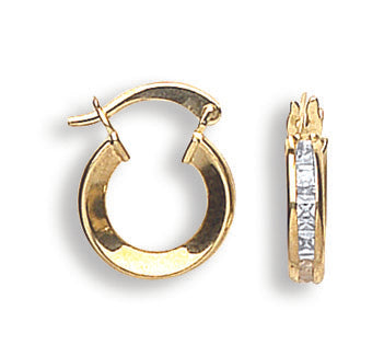 9ct Yellow Gold 15mm Princess Cut Cubic Zirconia Hoops Huggies