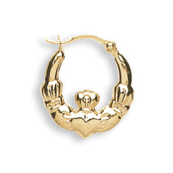 9ct Yellow Gold Claddagh Creoles
