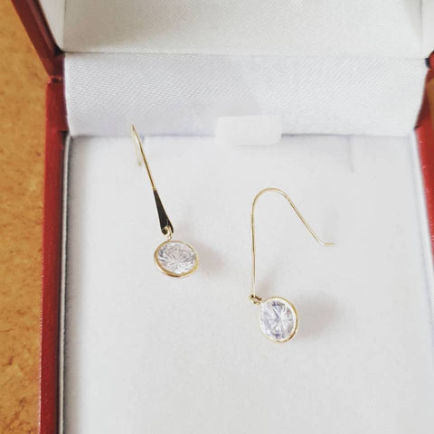 9ct Yellow Gold Cubic Zirconia Drop Hook Style Earrings