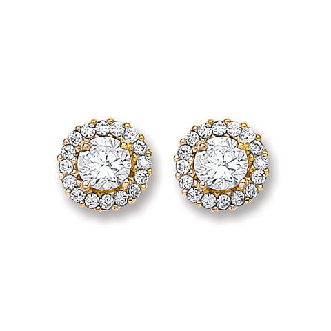 9ct Yellow Gold Cluster Stud Earrings