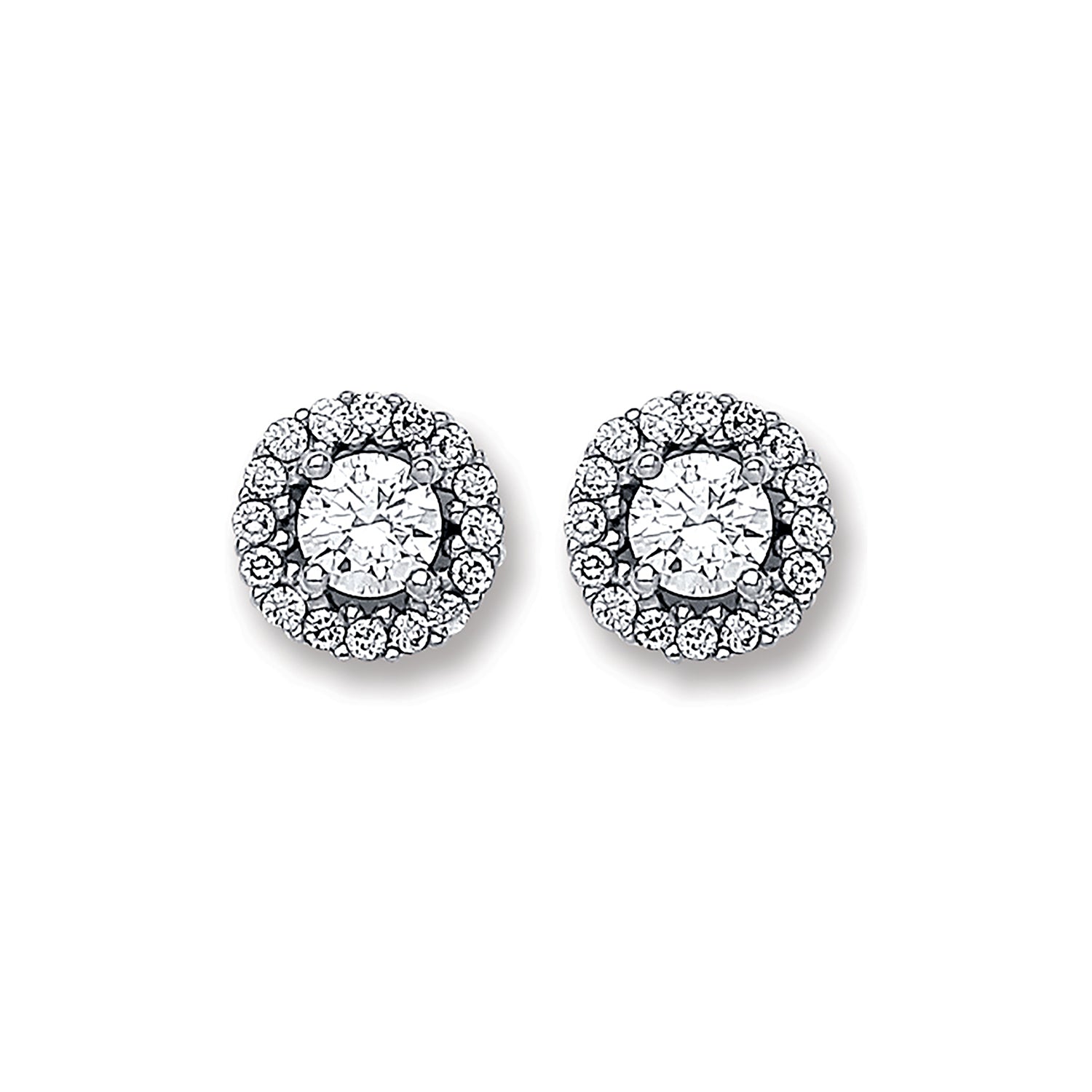 9ct White Gold Cubic Zirconia 7.3mm Cluster Stud