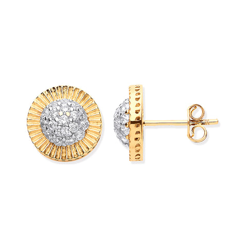 9ct Yellow Gold 11mm Medium Cubic Zirconia Stud Earrings