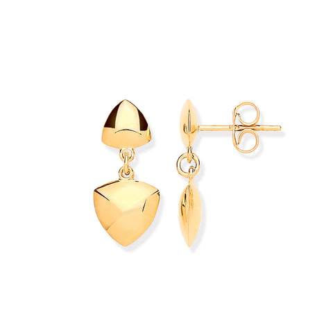 9ct Yellow Gold Triangle Geometric Hollow Drop Earrings