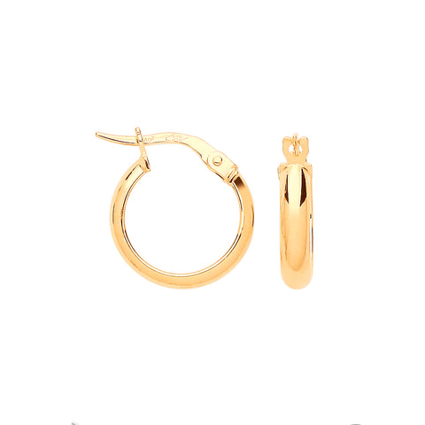 9ct Yellow Gold 14mm Hoop Earrings