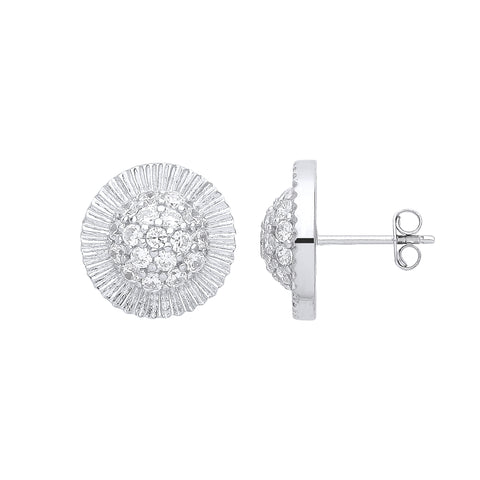 9ct White Gold Cubic Zirconia Round 15mm Stud Earrings