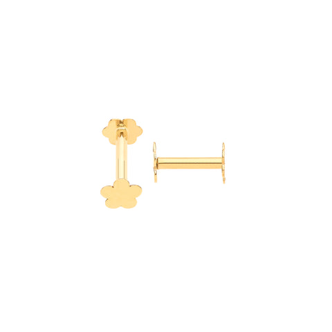 9ct Yellow Gold Flower Screw Ear Cartilage Stud