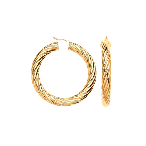 9ct Yellow Gold Chunky Twist Hoop Earrings