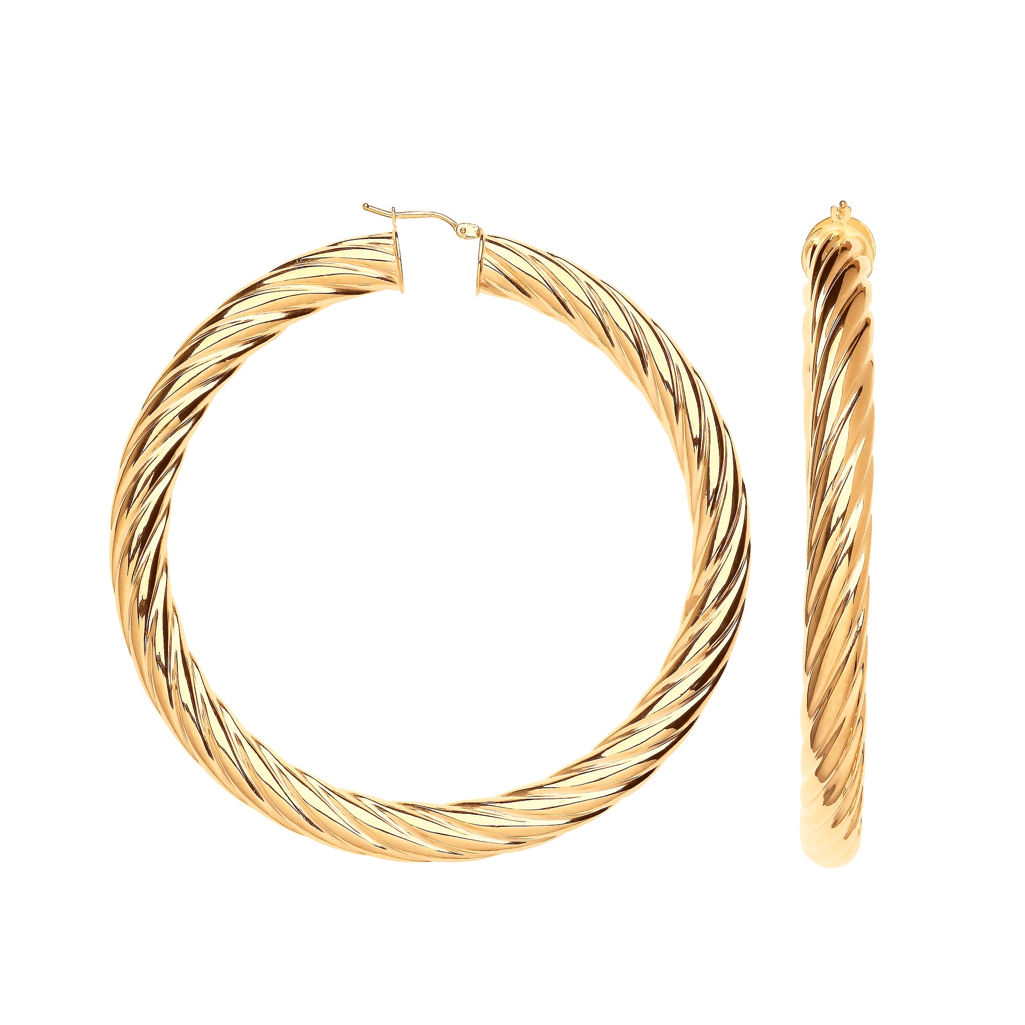 9ct Yellow Gold Chunky Twist Hoop Earrings