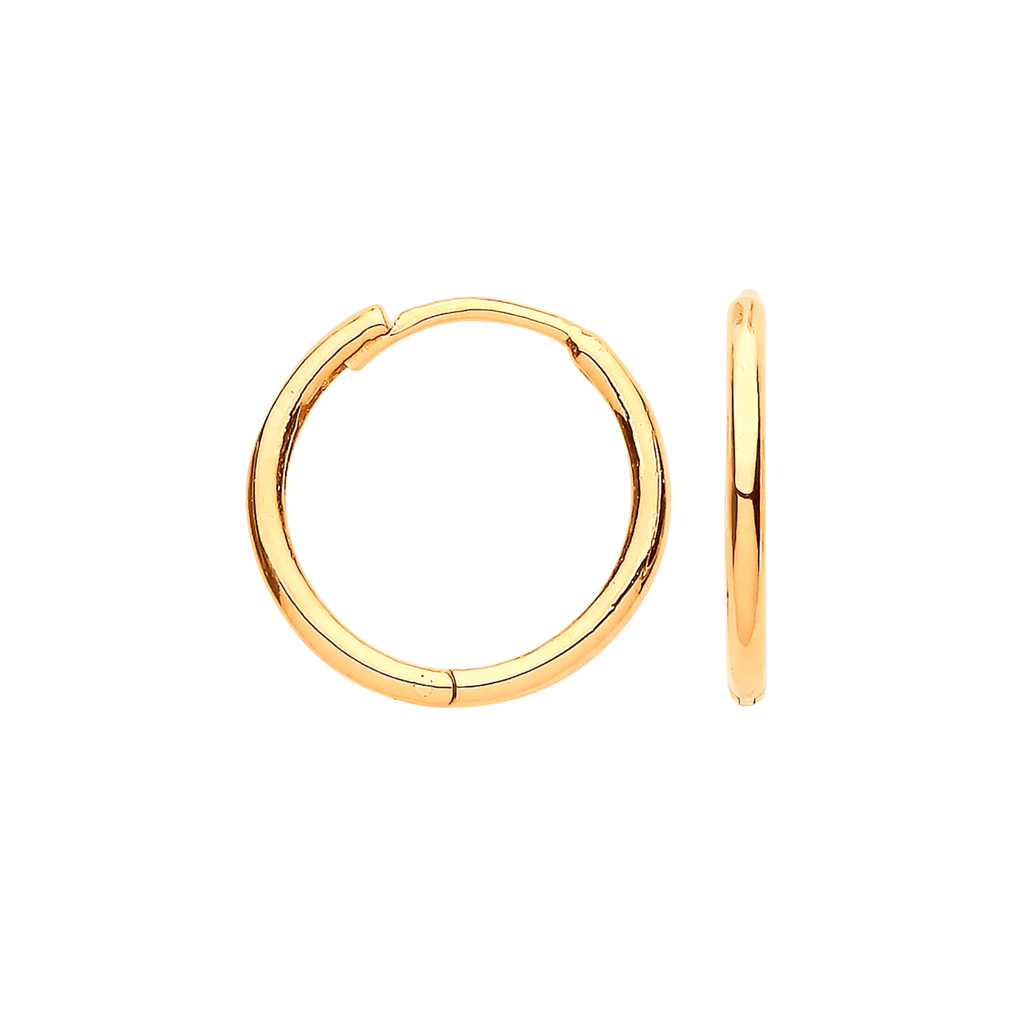 9ct Yellow Gold 14mm Plain Hinged Huggies