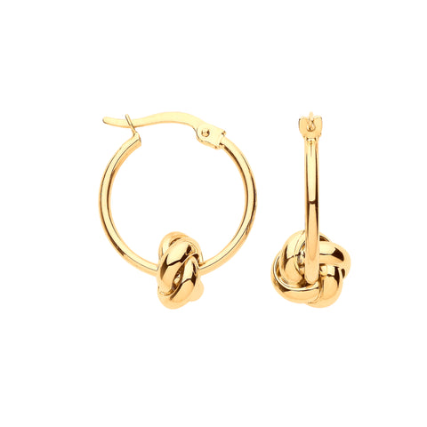 9ct Yellow Gold Knot 18mm Hoop Earring