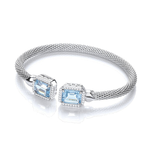 Torque Bangle with BlueTopaz and Cz's