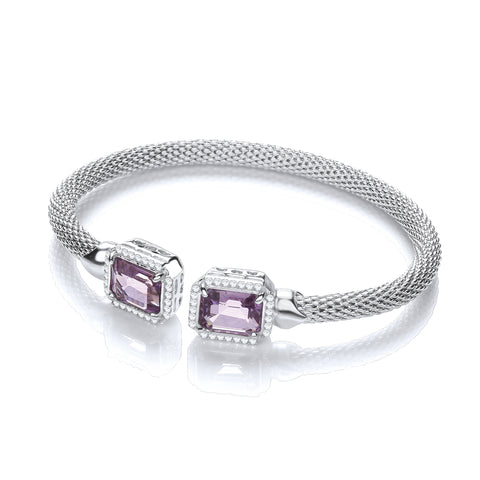 Torque Bangle with Ametyst and Cz's