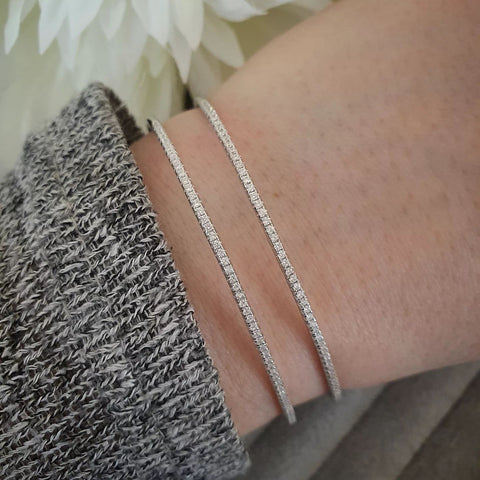 Micro Pave' Two Row Cz Cuff Silver Bangle