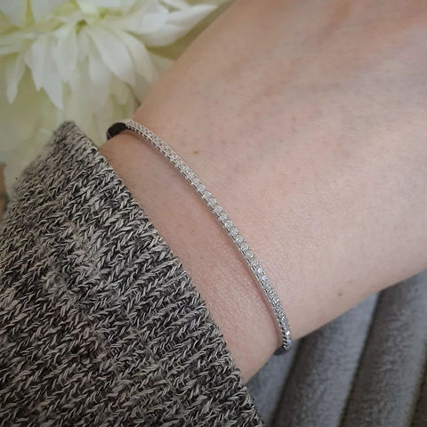 925 Sterling Silver CZ Bangle - J Jaz