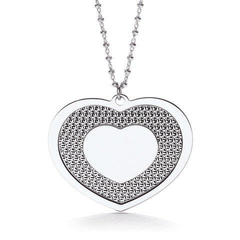 925 Sterling Silver Big Heart 18" Necklace