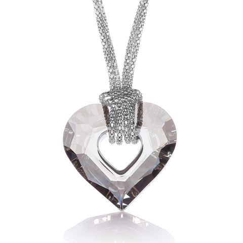 925 Sterling Silver Crystal Heart Fancy Chain 17"/43cm