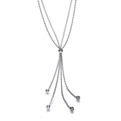 J-JAZ 925 Sterling Silver Fancy Tassle Ruthenium Chain