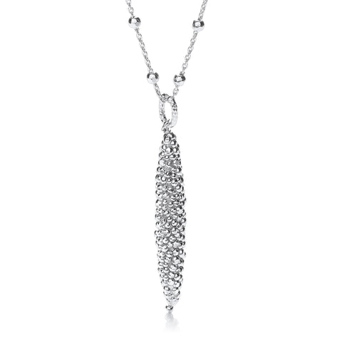 925 Sterling Silver Corn Shape Grain Finish Necklace 17"/43cm