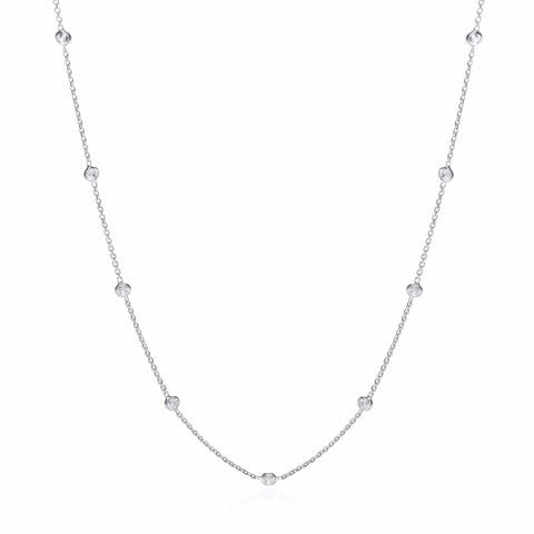 925 Sterling Silver Rubover 11 Cz's Necklace 18"