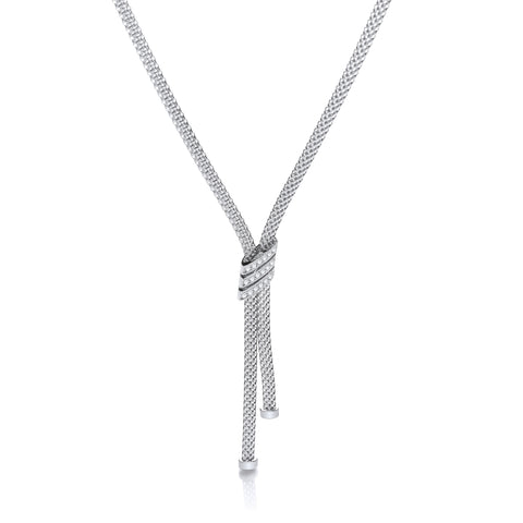 925 Sterling Silver Necklace with 3 Stripes Cz's 17"