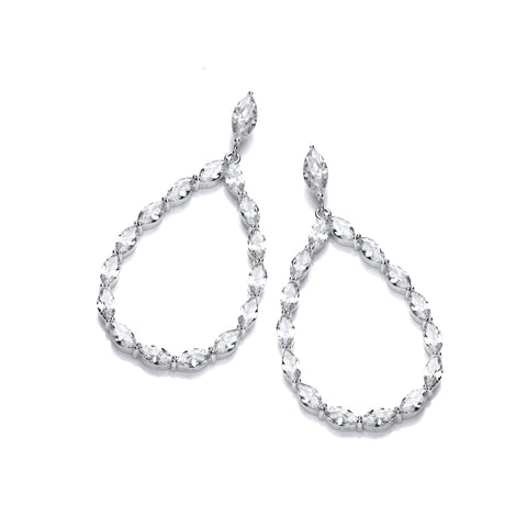 925 Sterling Silver Full Marquise Cut Cz Pear Shaped Drop Earrings - J Jaz